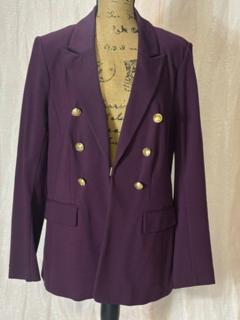 DEEP PURPLE BLAZER with GOLDEN ACCENTS